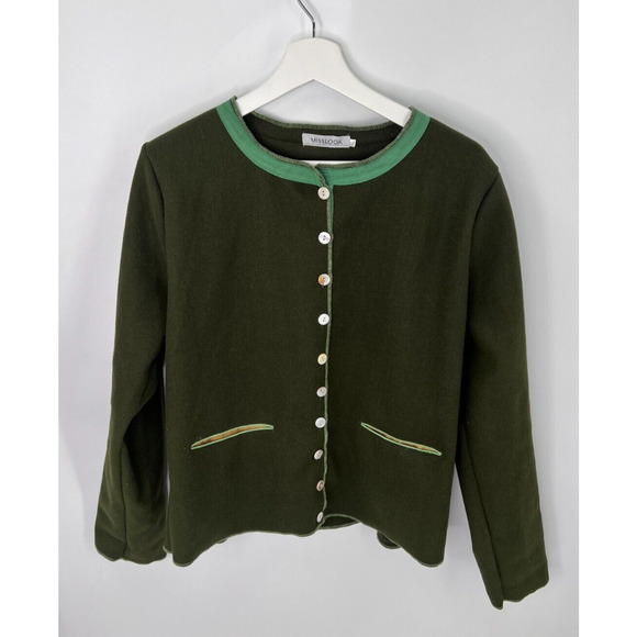 Misslook Caro Jacket Cardigan Sweater Button Front Pockets Green Women's XL - Picture 1 of 7